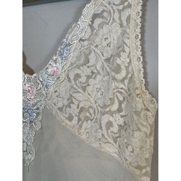 Vintage Deligates Floral Babydoll Top M Ivory Lace Coquette Fairy Boho Regency - Picture 3 of 10